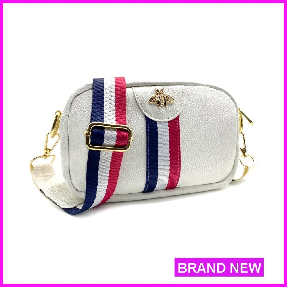 Mini Crossbody Bag Vegan Leather Adjustable Strap Bee Design Phone Purse Trendy - Picture 1 of 7